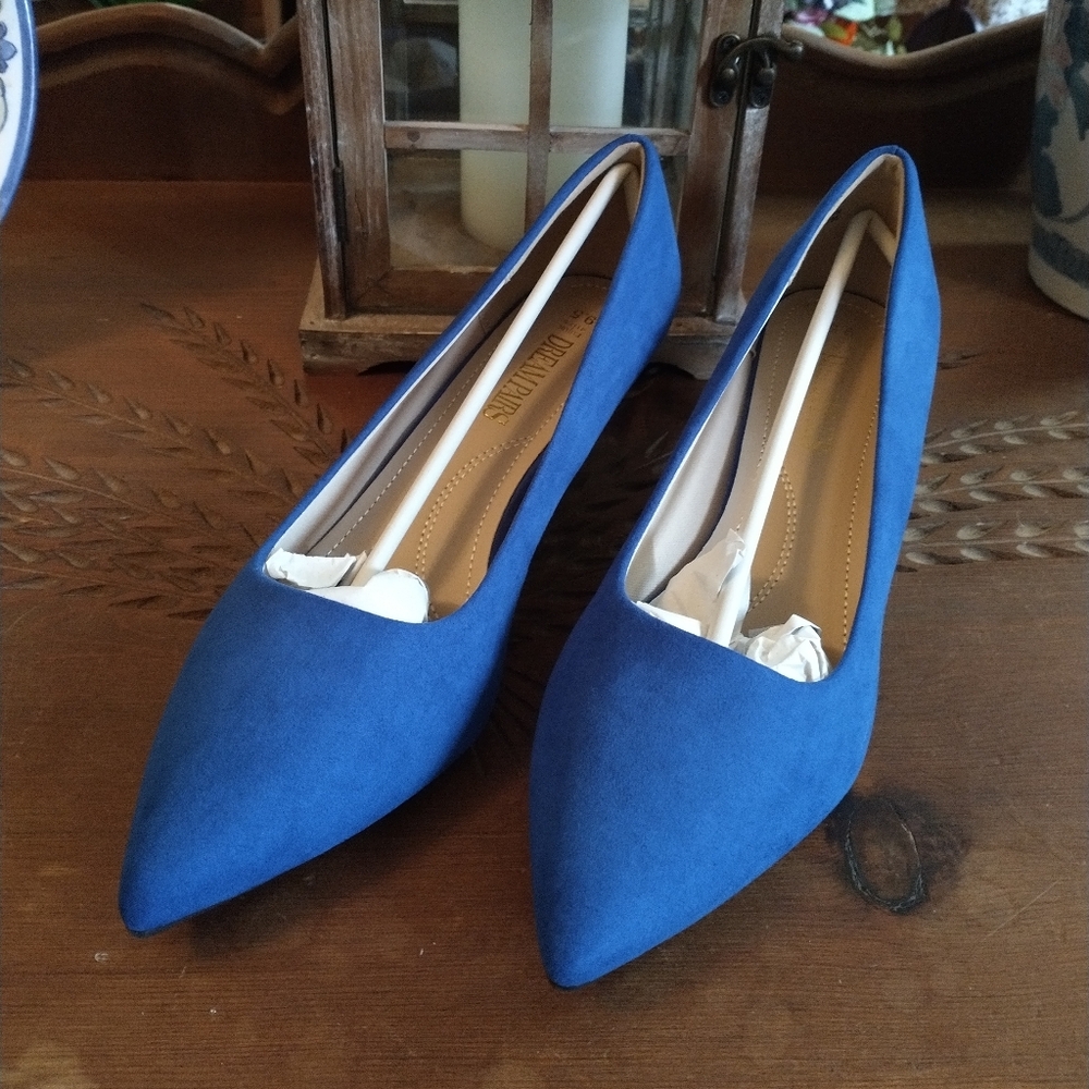 Dream Pairs Blue Suede Heels Elegant Pointed-Toe Pumps